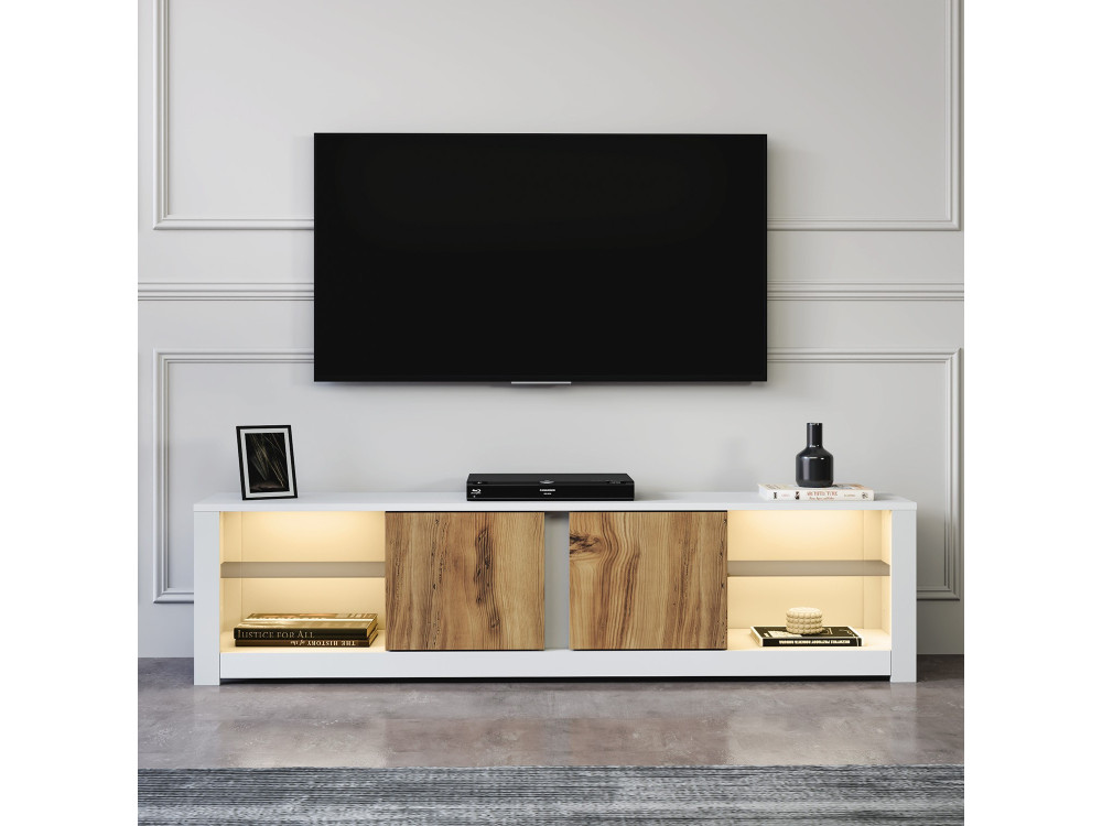 Suporte de TV em madeira "Aydos" 180 x 35 x 45 cm - Branco