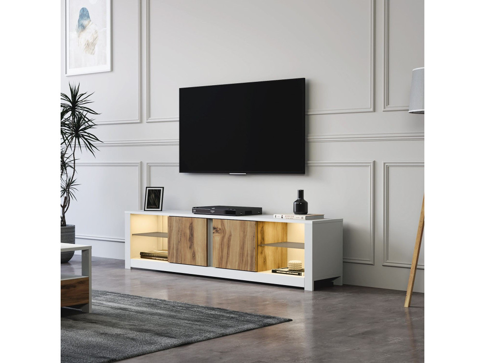 Suporte de TV em madeira "Aydos" 180 x 35 x 45 cm - Branco