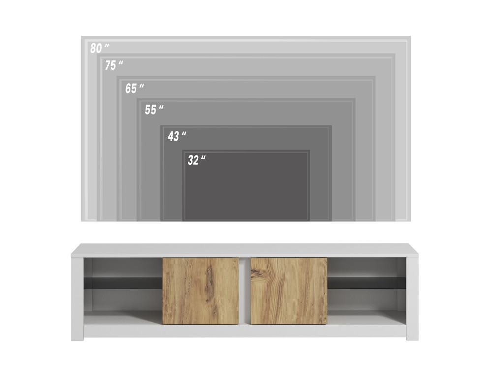 Suporte de TV em madeira "Aydos" 180 x 35 x 45 cm - Branco