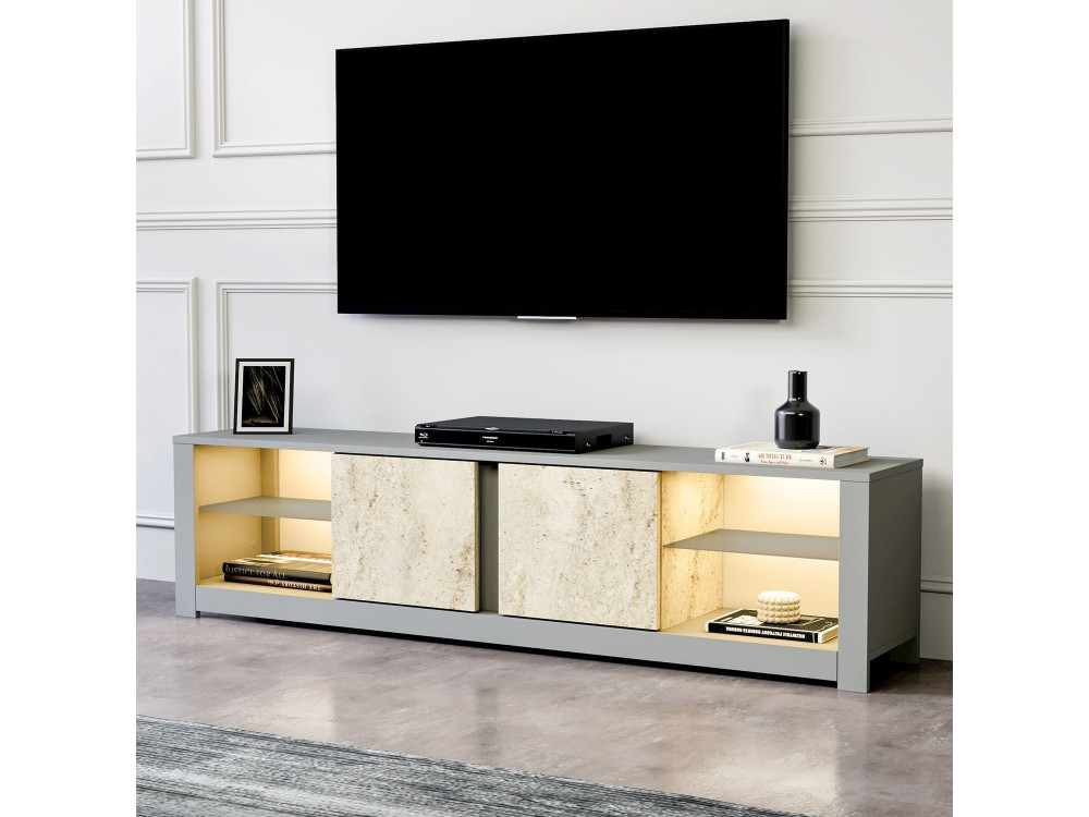 Suporte de TV em madeira "Aydos" 180 x 35 x 45 cm - Cinzento