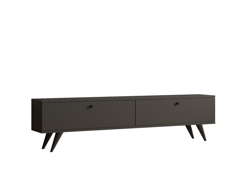 Móvel TV "Parlak" em madeira - 160 x 25 x 40 cm - Cinzento antracite