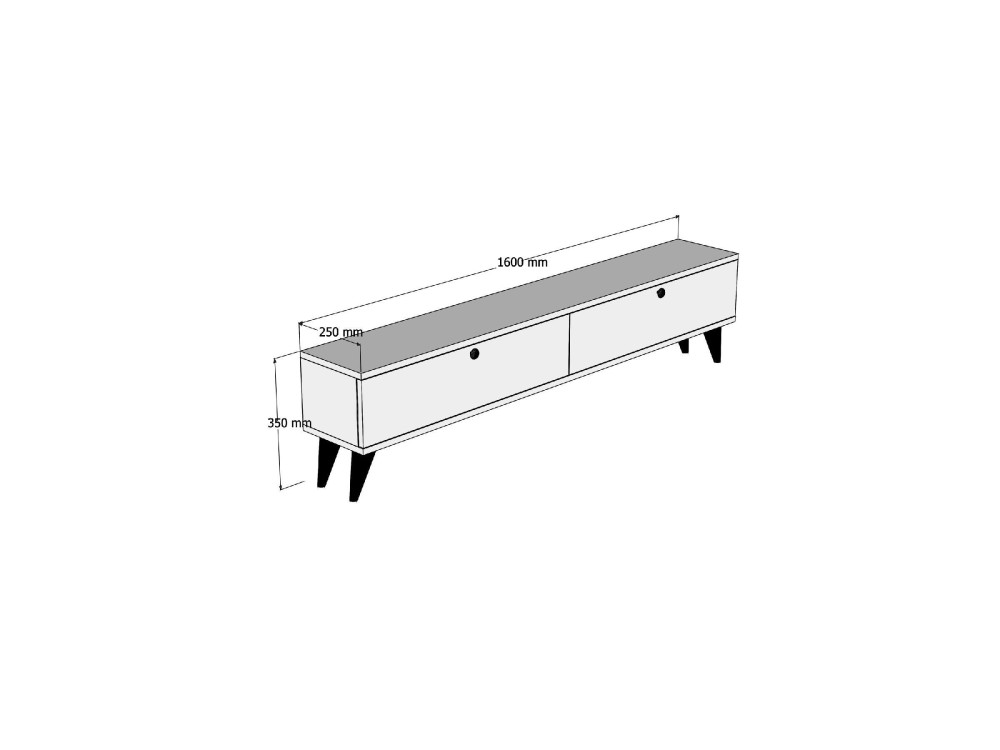 Suporte para televisor em madeira "Parlak" - 160 x 25 x 40 cm - Branco