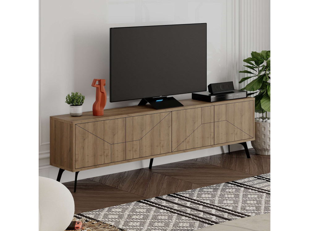 Suporte de TV em madeira "Dune" - 180 x 29 x 50 cm - Castanho