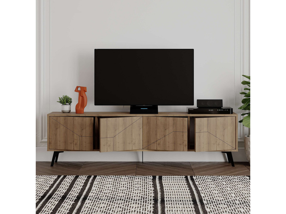Suporte de TV em madeira "Dune" - 180 x 29 x 50 cm - Castanho