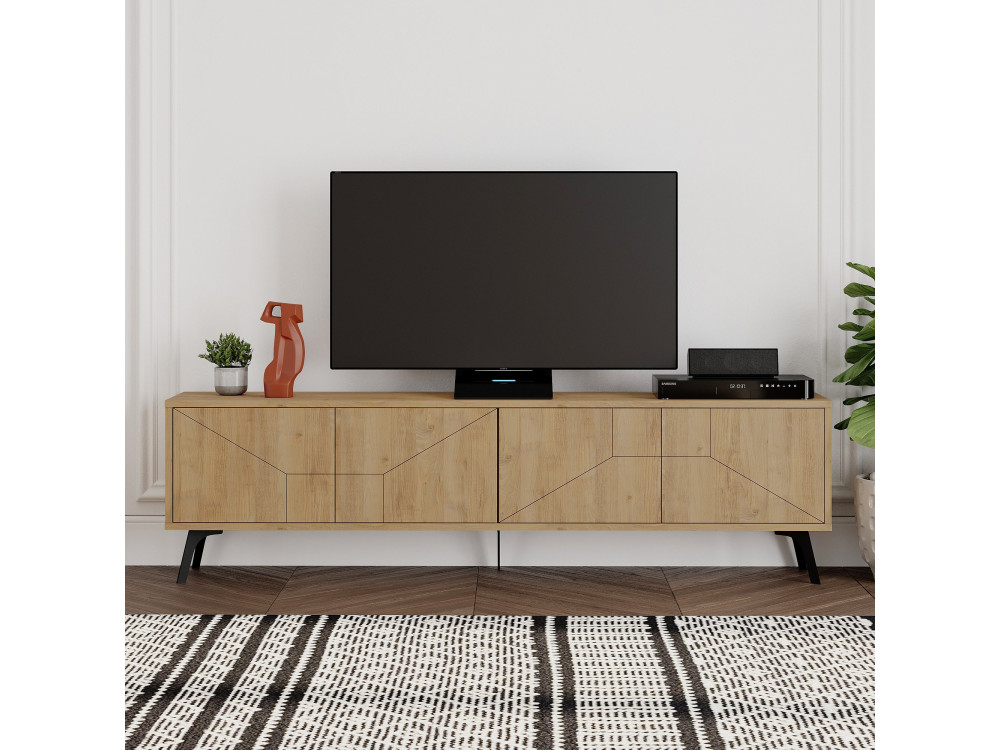 Suporte para televisor em madeira "Dune" - 180 x 29 x 50 cm - Bege