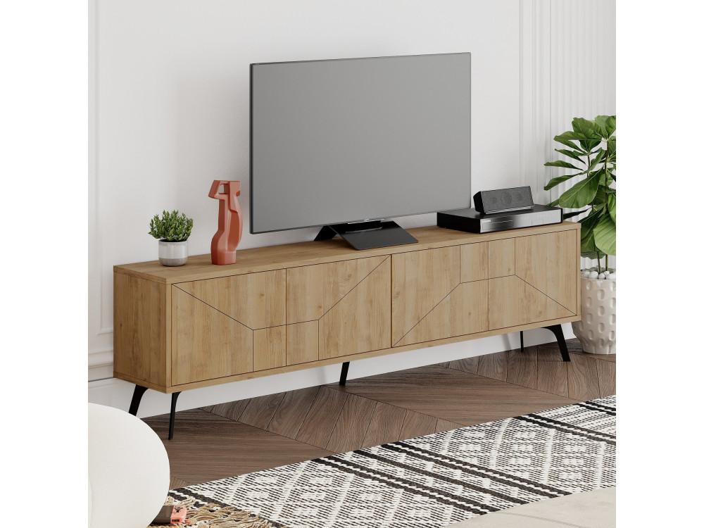 Suporte para televisor em madeira "Dune" - 180 x 29 x 50 cm - Bege