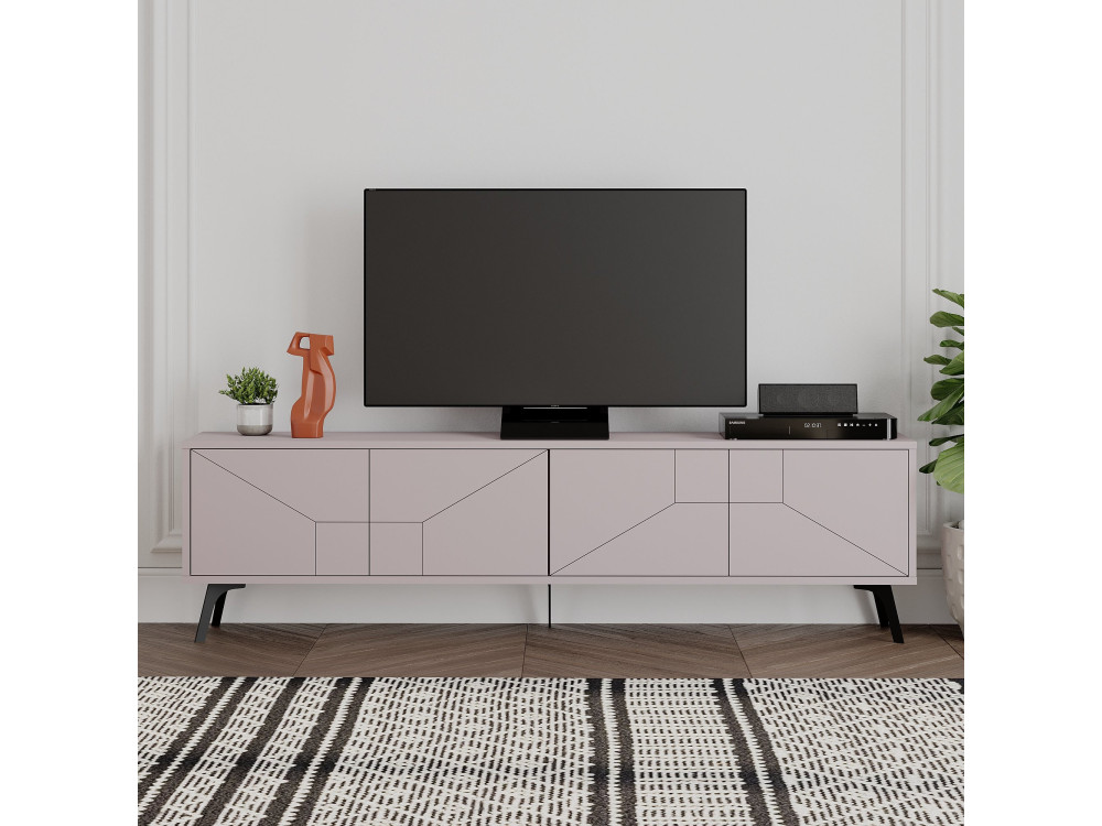 Suporte para televisor em madeira "Dune" - 180 x 29 x 50 cm - Castanho moca claro