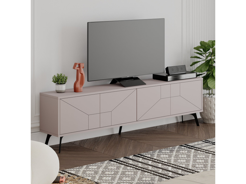 Suporte para televisor em madeira "Dune" - 180 x 29 x 50 cm - Castanho moca claro