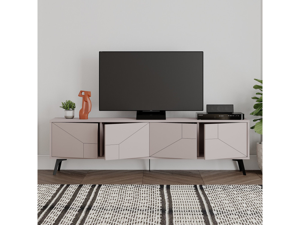 Suporte para televisor em madeira "Dune" - 180 x 29 x 50 cm - Castanho moca claro