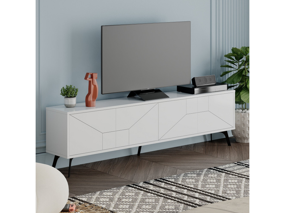 Suporte para televisor em madeira "Dune" - 180 x 29 x 50 cm - Branco