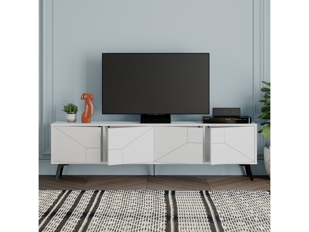 Suporte para televisor em madeira "Dune" - 180 x 29 x 50 cm - Branco