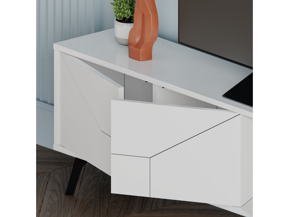 Suporte para televisor em madeira "Dune" - 180 x 29 x 50 cm - Branco
