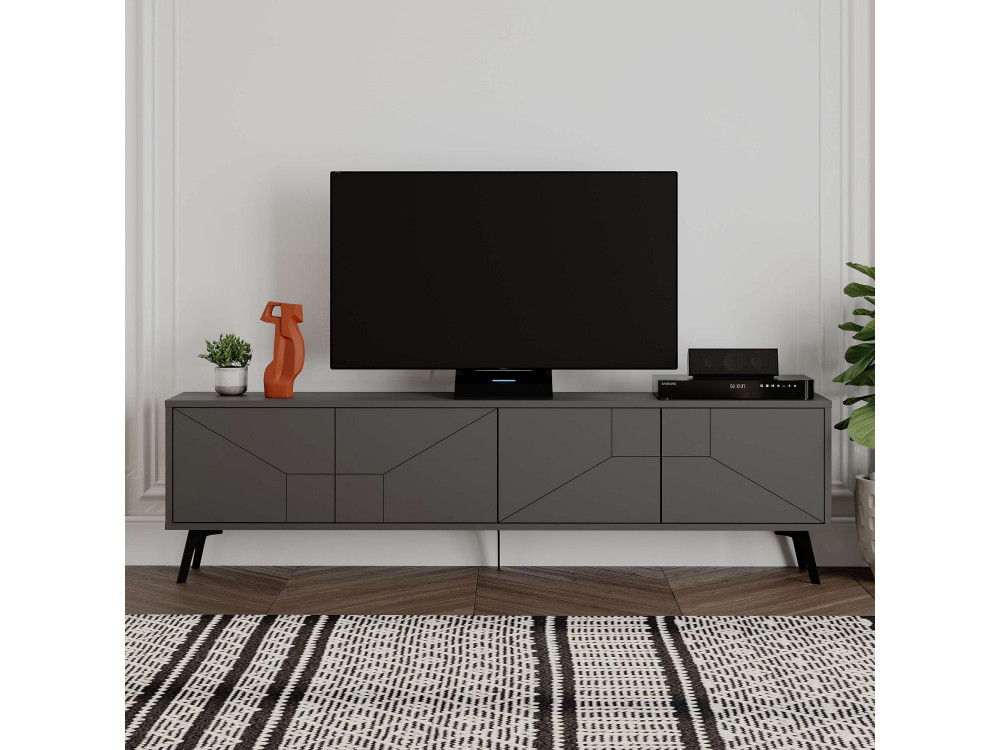 Suporte para televisor em madeira "Dune" - 180 x 29 x 50 cm - Cinzento antracite