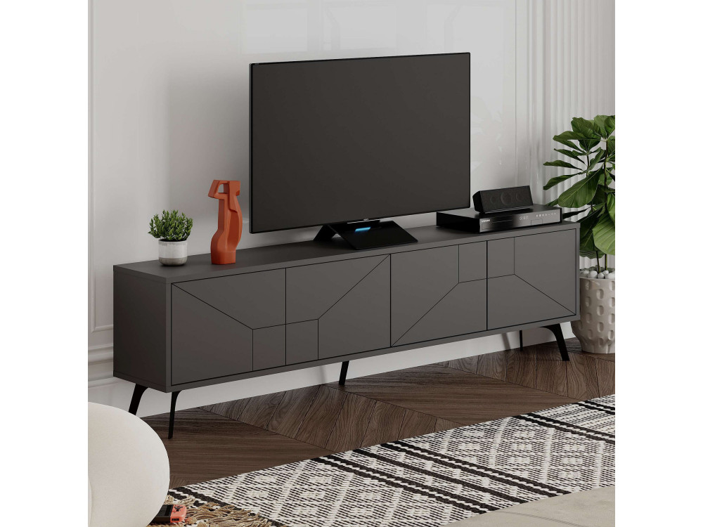 Suporte para televisor em madeira "Dune" - 180 x 29 x 50 cm - Cinzento antracite