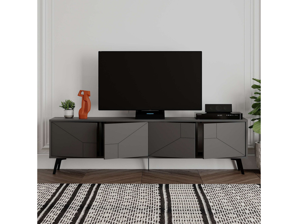 Suporte para televisor em madeira "Dune" - 180 x 29 x 50 cm - Cinzento antracite