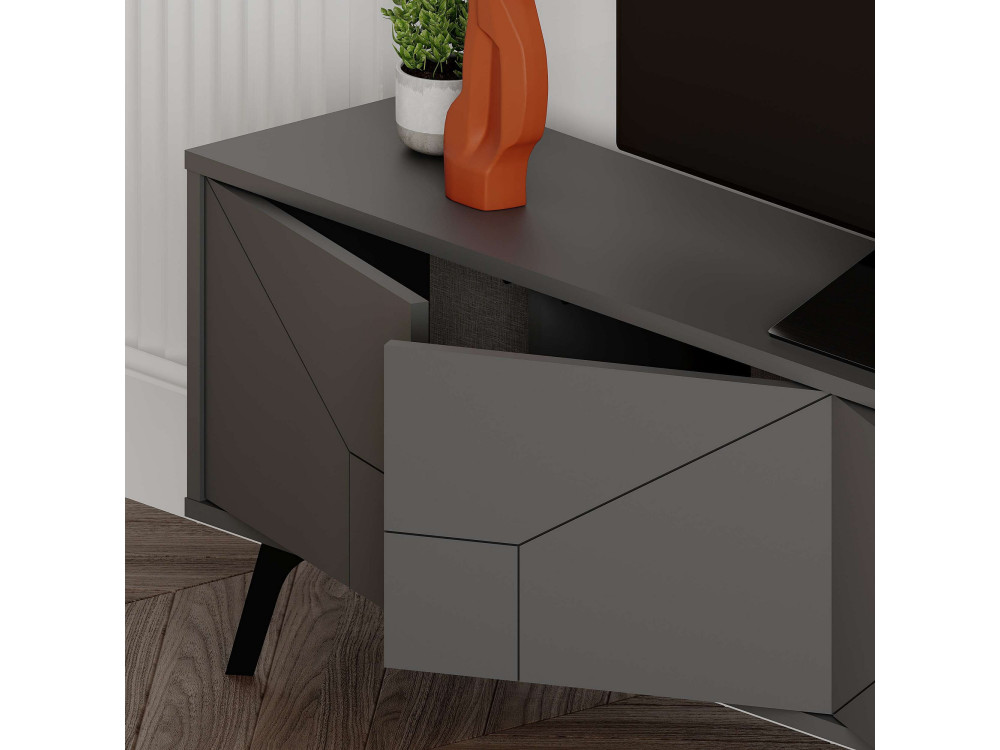 Suporte para televisor em madeira "Dune" - 180 x 29 x 50 cm - Cinzento antracite