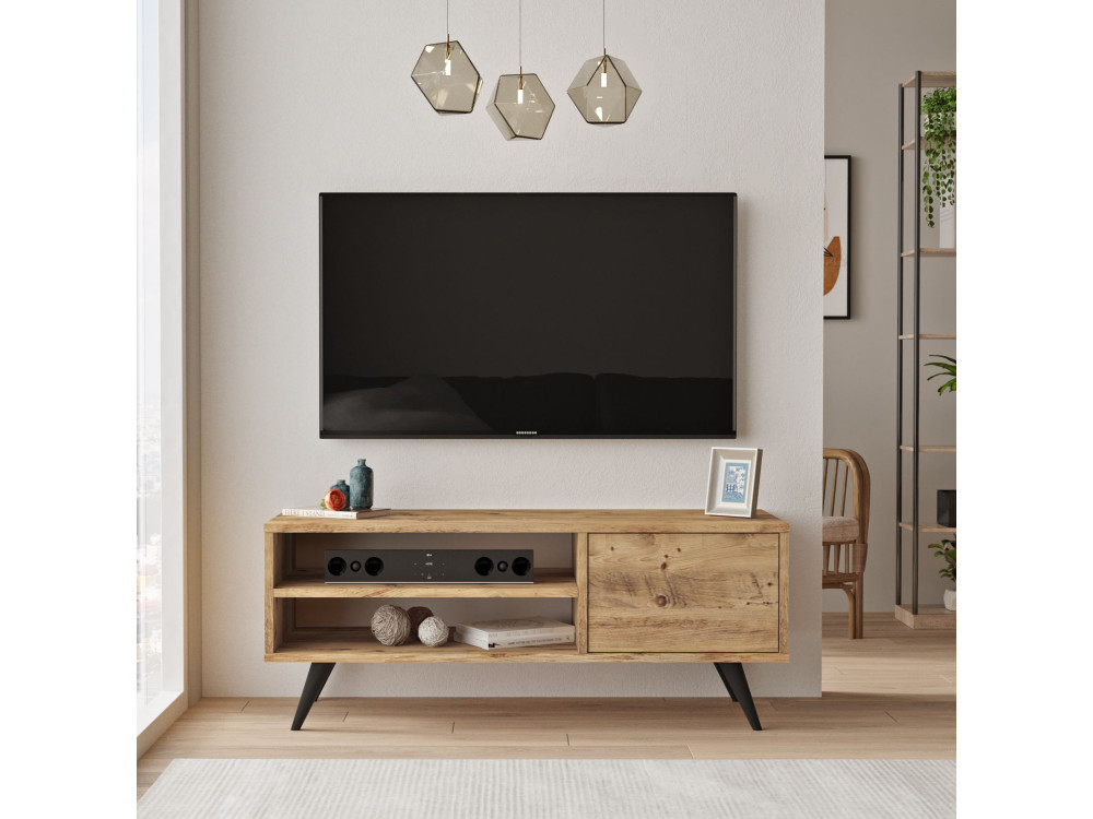 Suporte de TV em madeira "Imo" - 110 x 40 x 44 cm - Castanho
