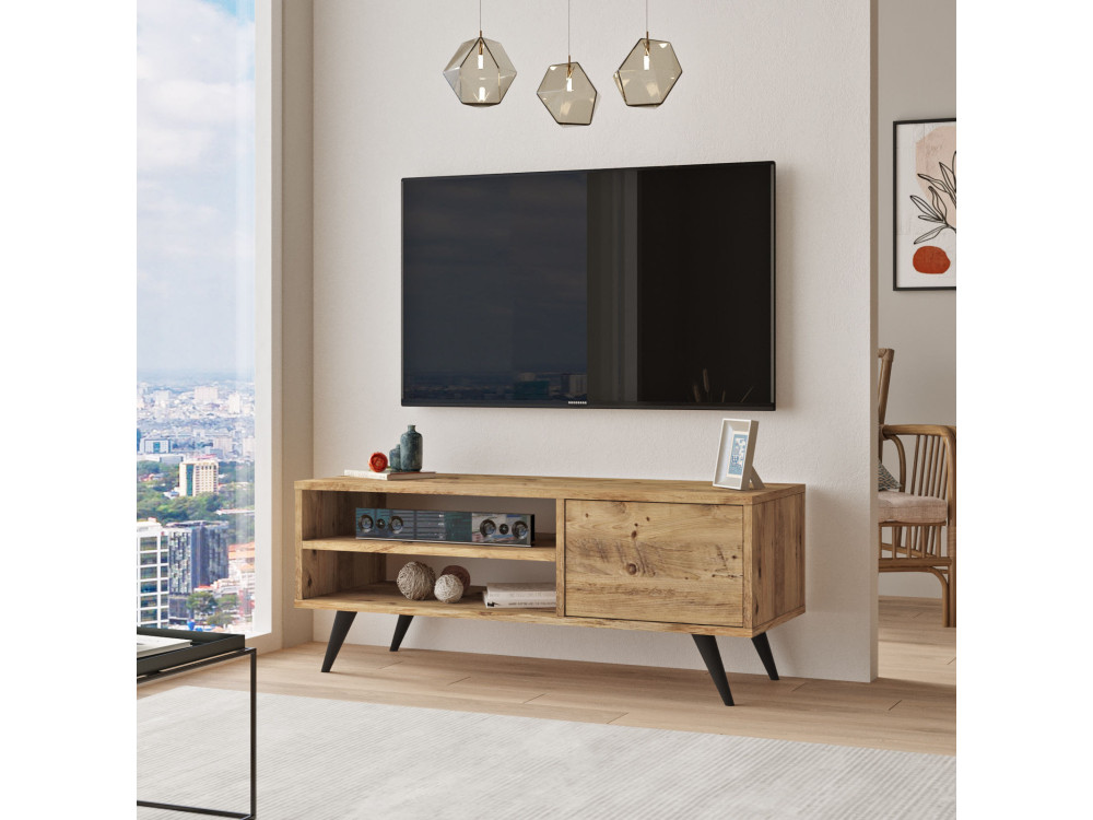 Suporte de TV em madeira "Imo" - 110 x 40 x 44 cm - Castanho