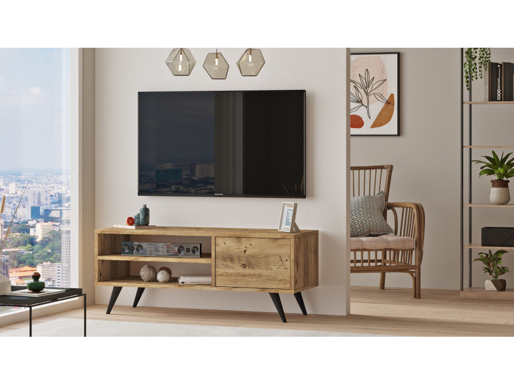 Suporte de TV em madeira "Imo" - 110 x 40 x 44 cm - Castanho