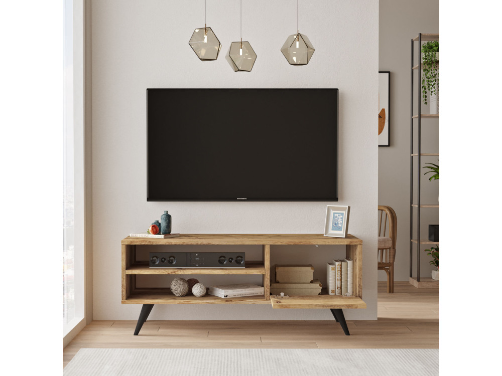Suporte de TV em madeira "Imo" - 110 x 40 x 44 cm - Castanho