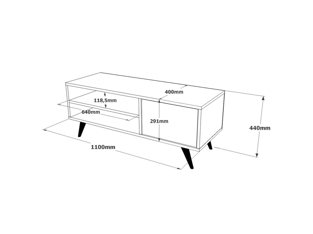 Suporte de TV em madeira "Imo" - 110 x 40 x 44 cm - Castanho
