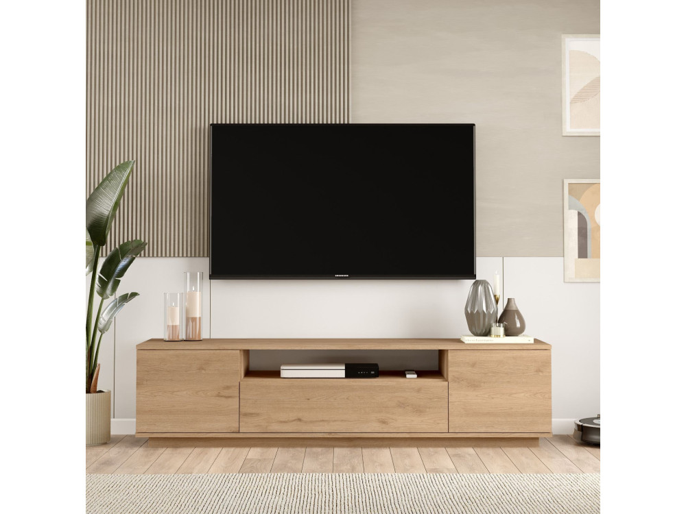 Suporte de TV em madeira "Rowen" - 180 x 44 x 44 cm - Castanho