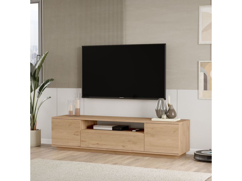 Suporte de TV em madeira "Rowen" - 180 x 44 x 44 cm - Castanho