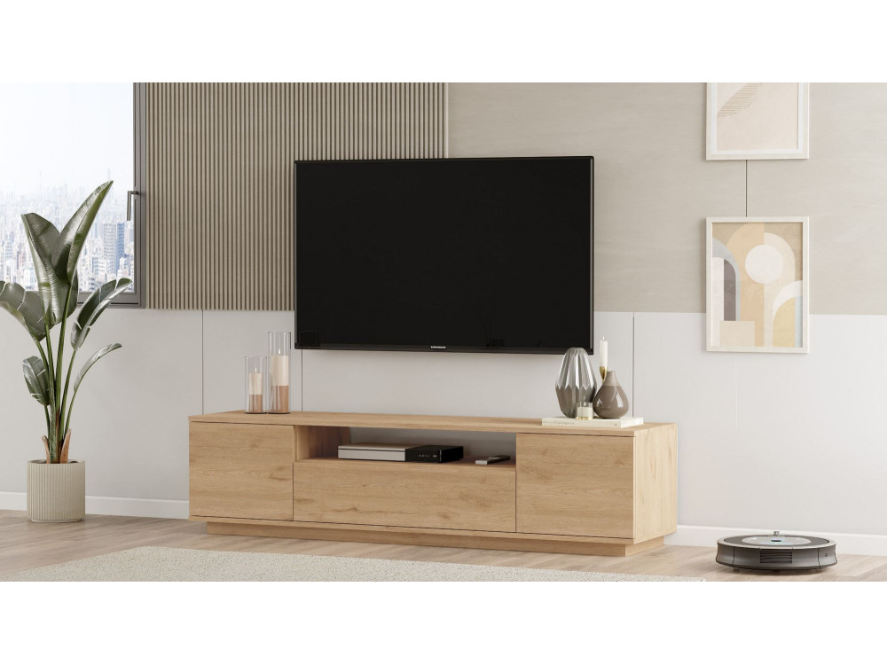 Suporte de TV em madeira "Rowen" - 180 x 44 x 44 cm - Castanho