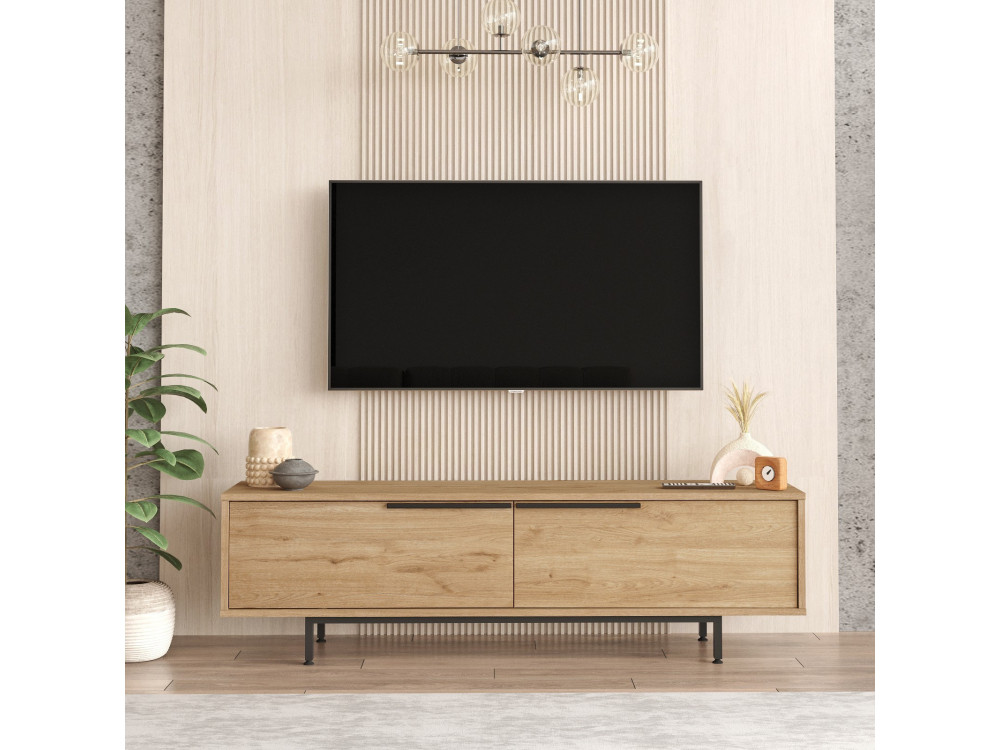 Suporte de TV em madeira "Calvin" - 160 x 35 x 45 cm - Castanho