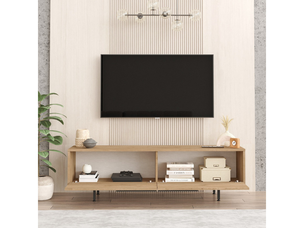 Suporte de TV em madeira "Calvin" - 160 x 35 x 45 cm - Castanho