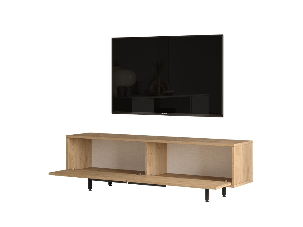 Suporte de TV em madeira "Calvin" - 160 x 35 x 45 cm - Castanho