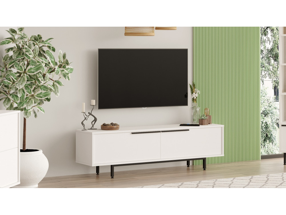 Suporte para televisor em madeira Calvin" - 160 x 35 x 45 cm - Branco