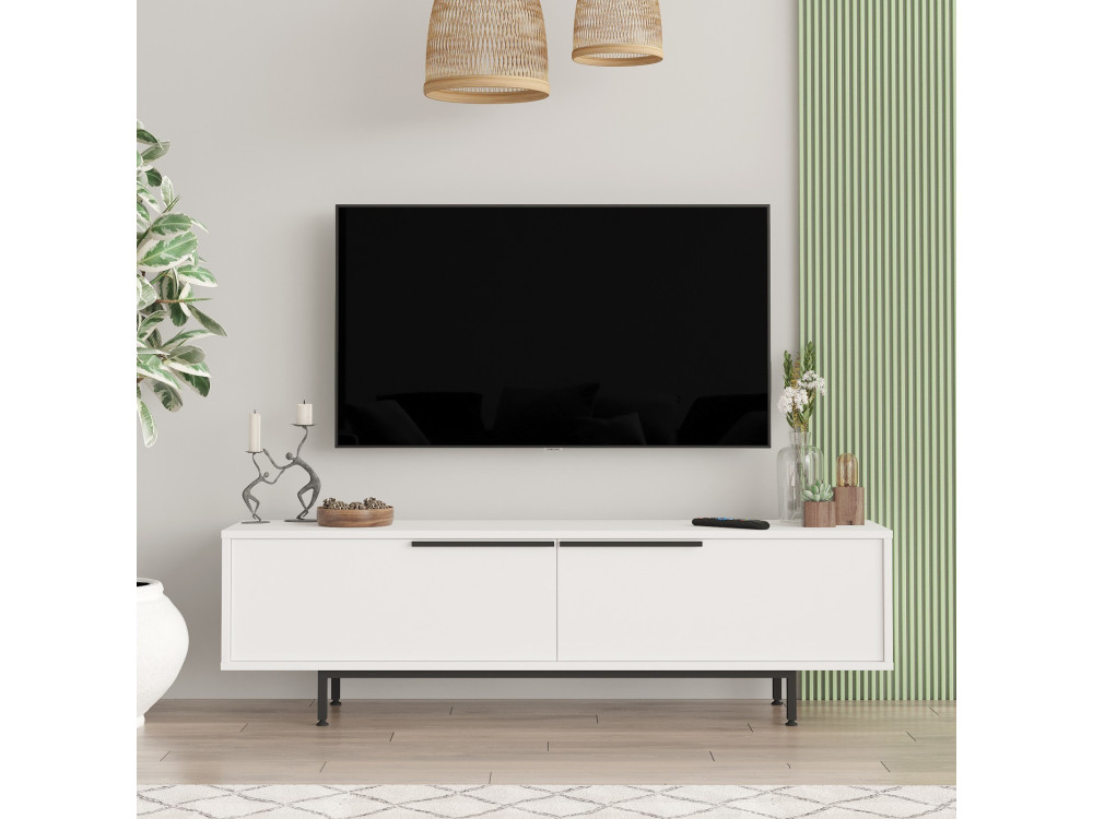 Suporte para televisor em madeira Calvin" - 160 x 35 x 45 cm - Branco