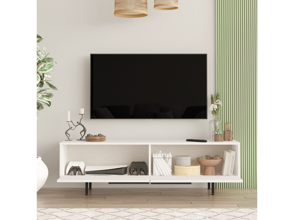 Suporte para televisor em madeira Calvin" - 160 x 35 x 45 cm - Branco