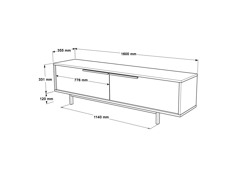 Suporte para televisor em madeira Calvin" - 160 x 35 x 45 cm - Branco