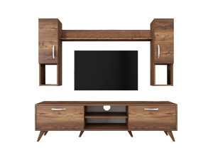 Suporte de TV em madeira "Mezalun" - 180 x 35 x 48 cm - Castanho