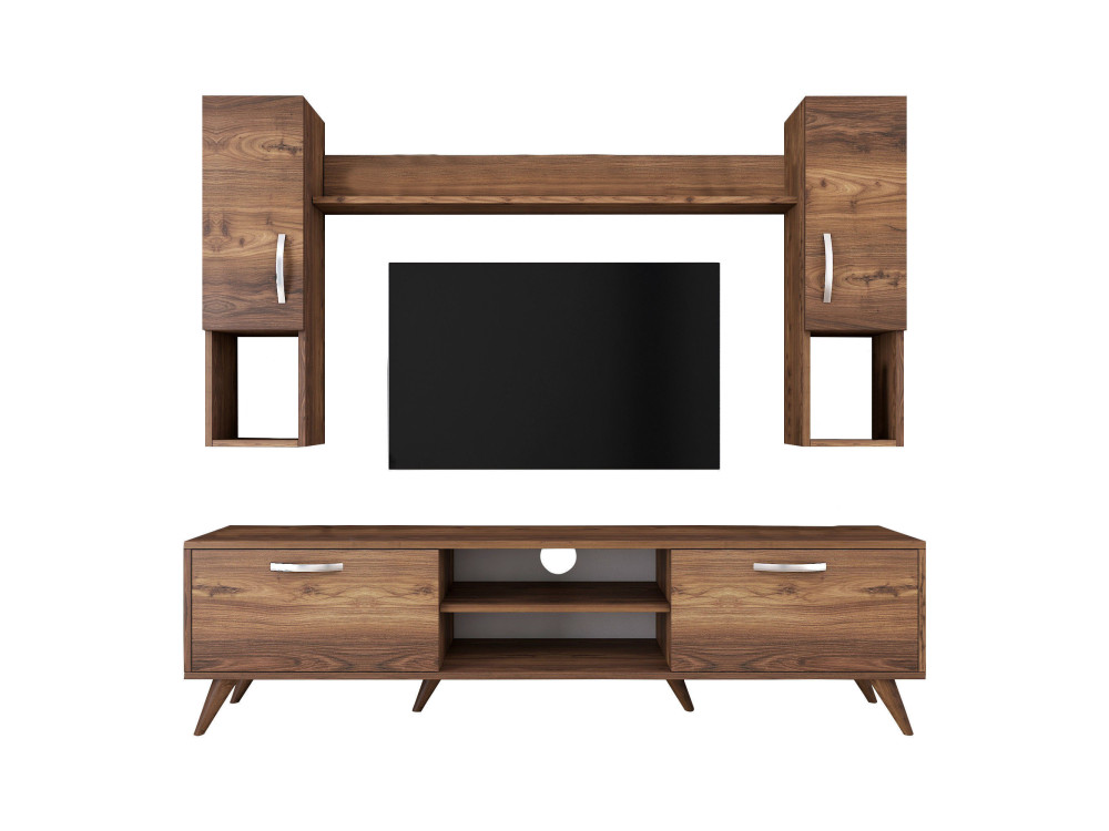 Suporte de TV em madeira "Mezalun" - 180 x 35 x 48 cm - Castanho