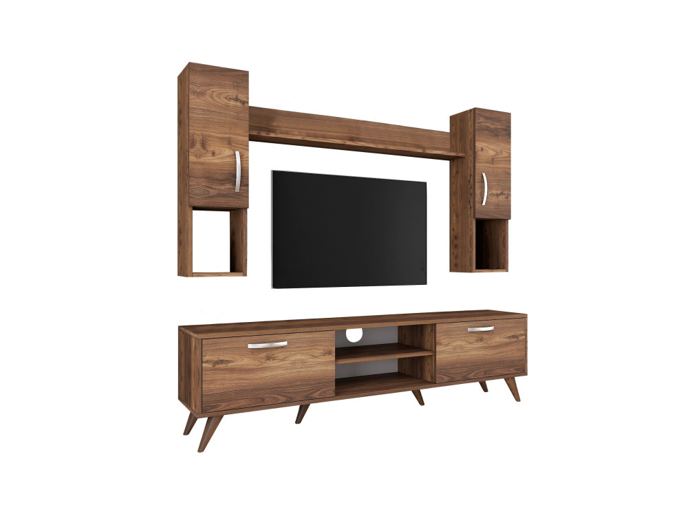 Suporte de TV em madeira "Mezalun" - 180 x 35 x 48 cm - Castanho