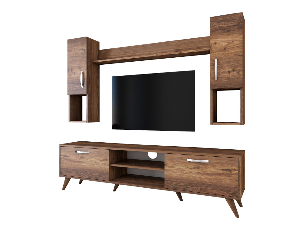 Suporte de TV em madeira "Mezalun" - 180 x 35 x 48 cm - Castanho