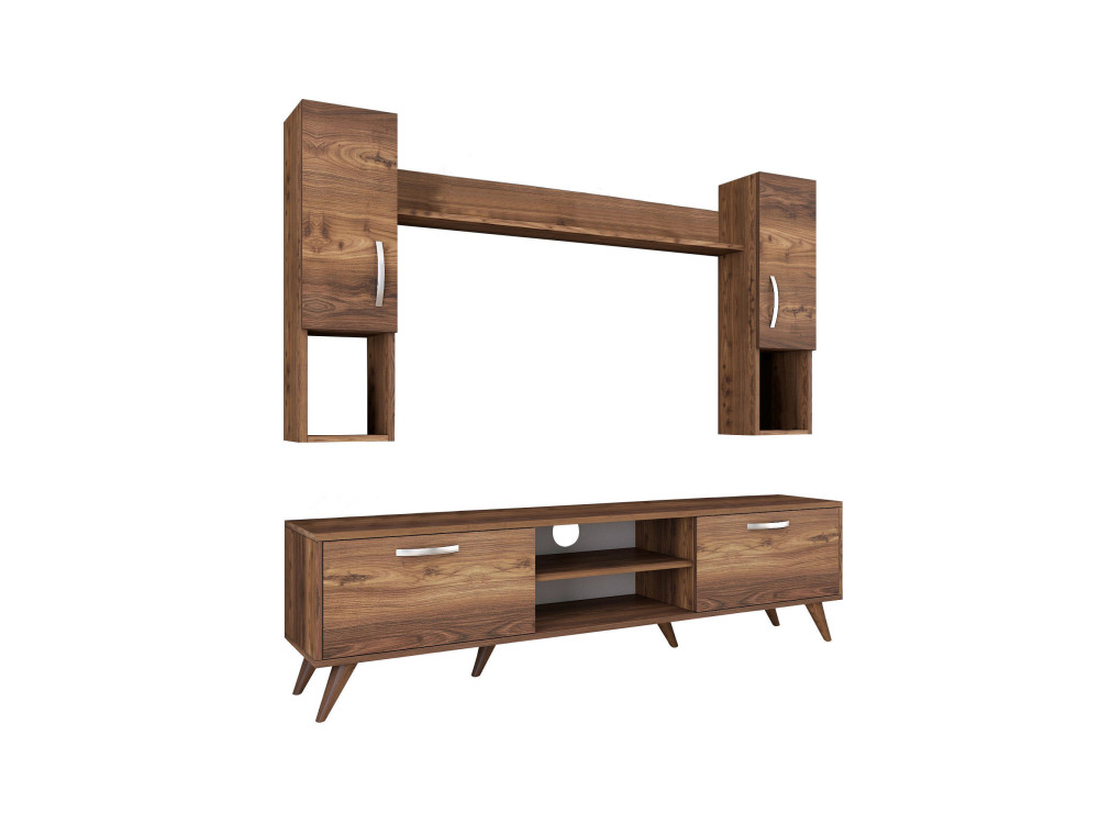 Suporte de TV em madeira "Mezalun" - 180 x 35 x 48 cm - Castanho