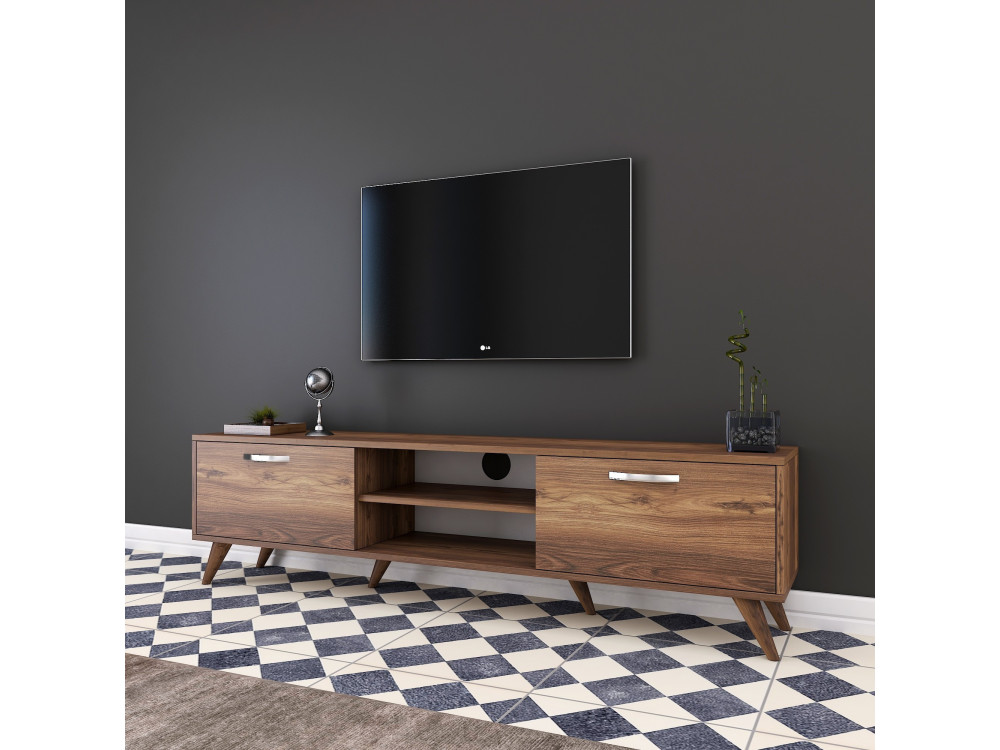 Suporte de TV em madeira "Atik" - 180 x 35 x 48 cm - Castanho