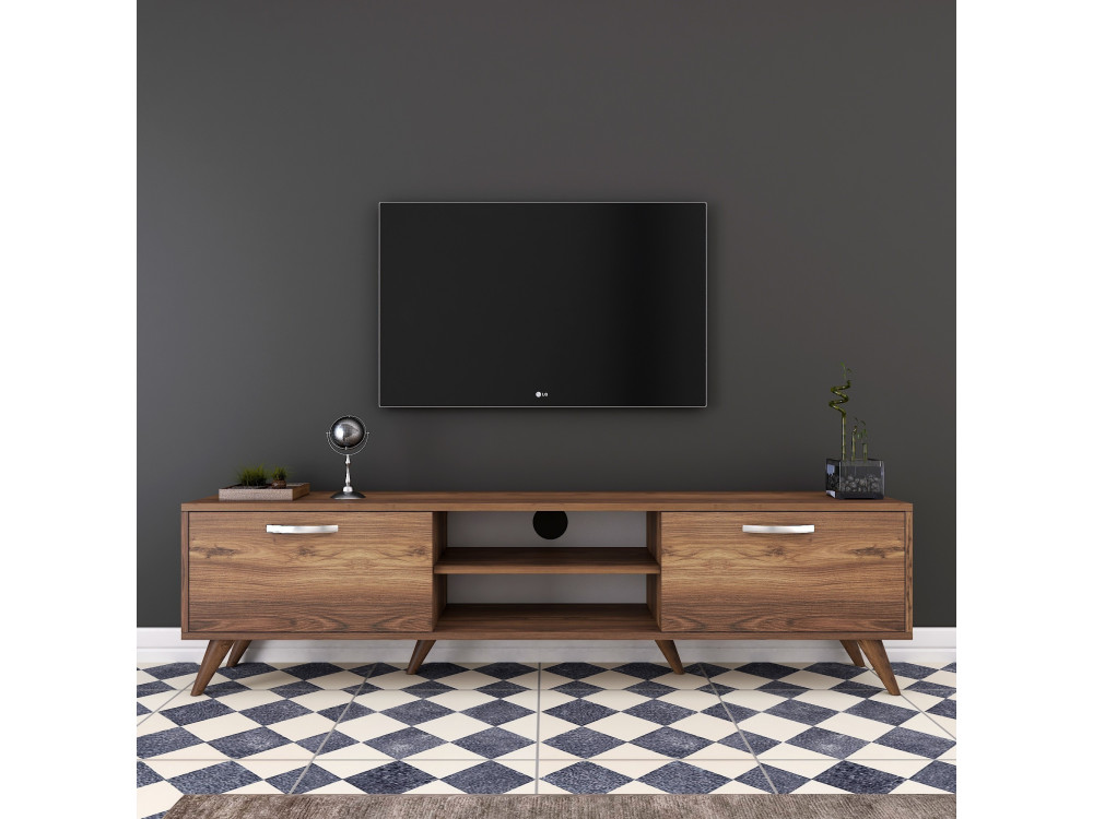Suporte de TV em madeira "Atik" - 180 x 35 x 48 cm - Castanho