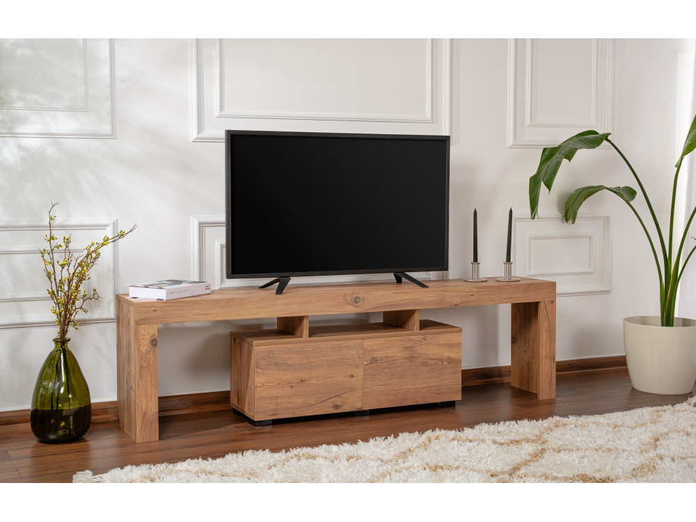 Suporte de TV em madeira "Enclave" - 180 x 31 x 50 cm - Castanho