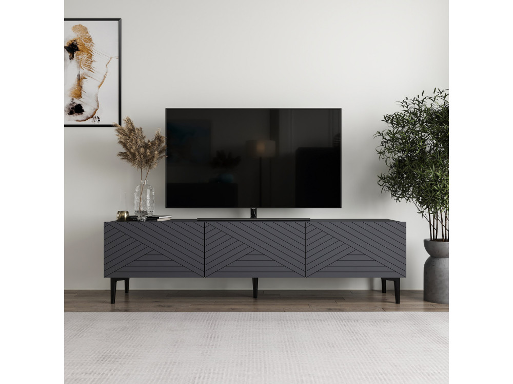 Móvel TV de madeira "Felix" 160 x 31,4 x 44,1 cm - Antracite