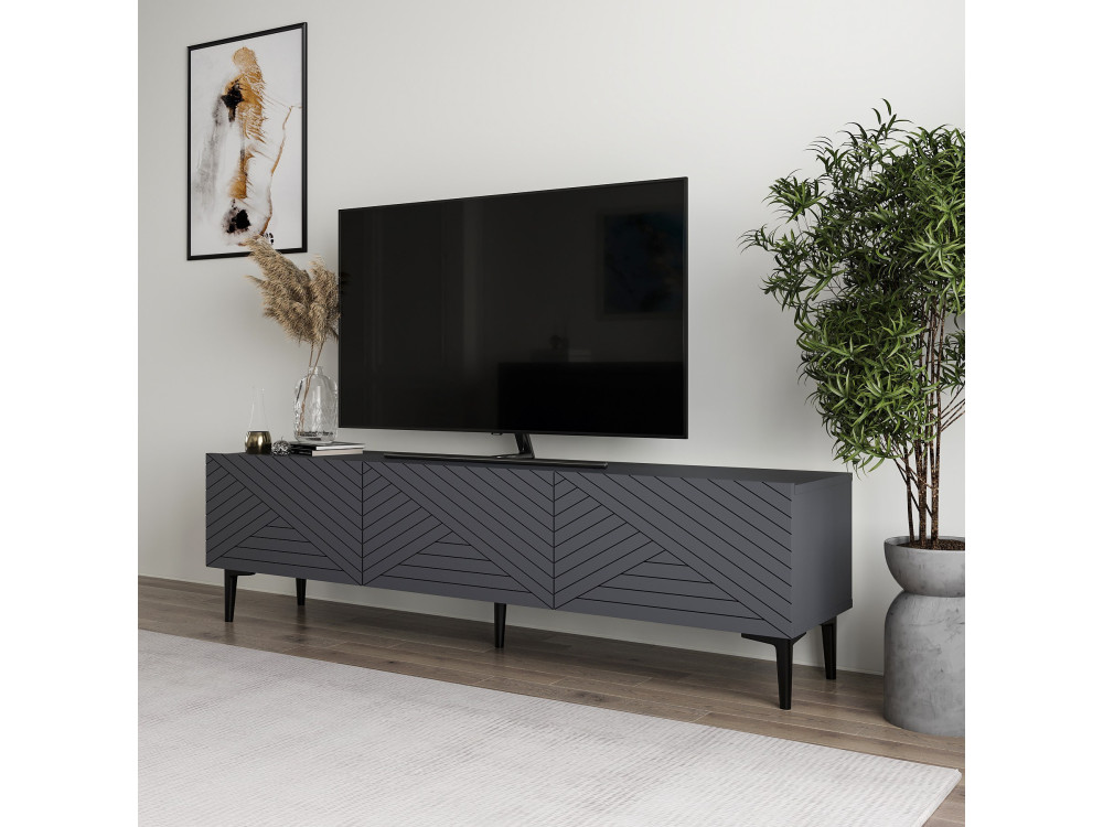 Móvel TV de madeira "Felix" 160 x 31,4 x 44,1 cm - Antracite