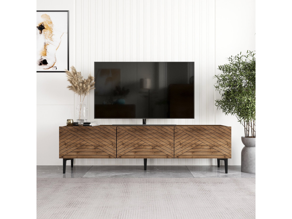 Mesa de TV de madeira "Felix" - 160 x 31 x 44 cm - Castanho