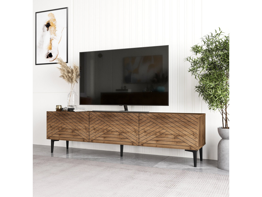 Mesa de TV de madeira "Felix" - 160 x 31 x 44 cm - Castanho