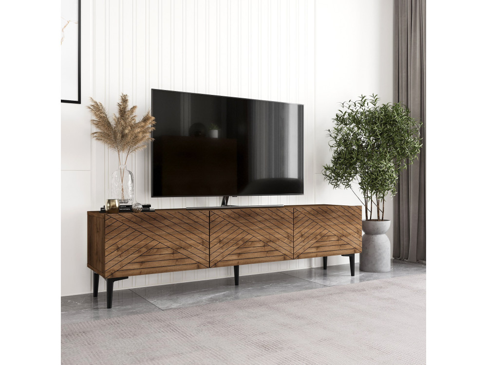 Mesa de TV de madeira "Felix" - 160 x 31 x 44 cm - Castanho