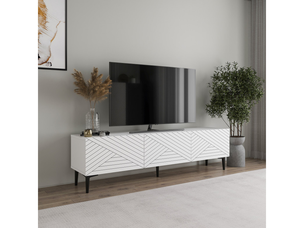 Mesa de TV de madeira "Felix" - 160 x 31 x 44 cm - Branco
