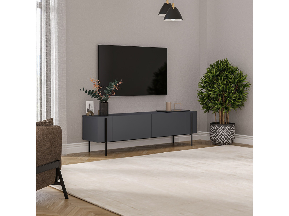 Mesa de TV "Herman" em madeira - 160 x 31 x 45 cm - Cinzento antracite